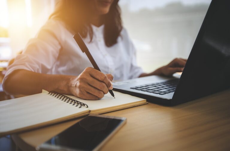 Person working at a laptop