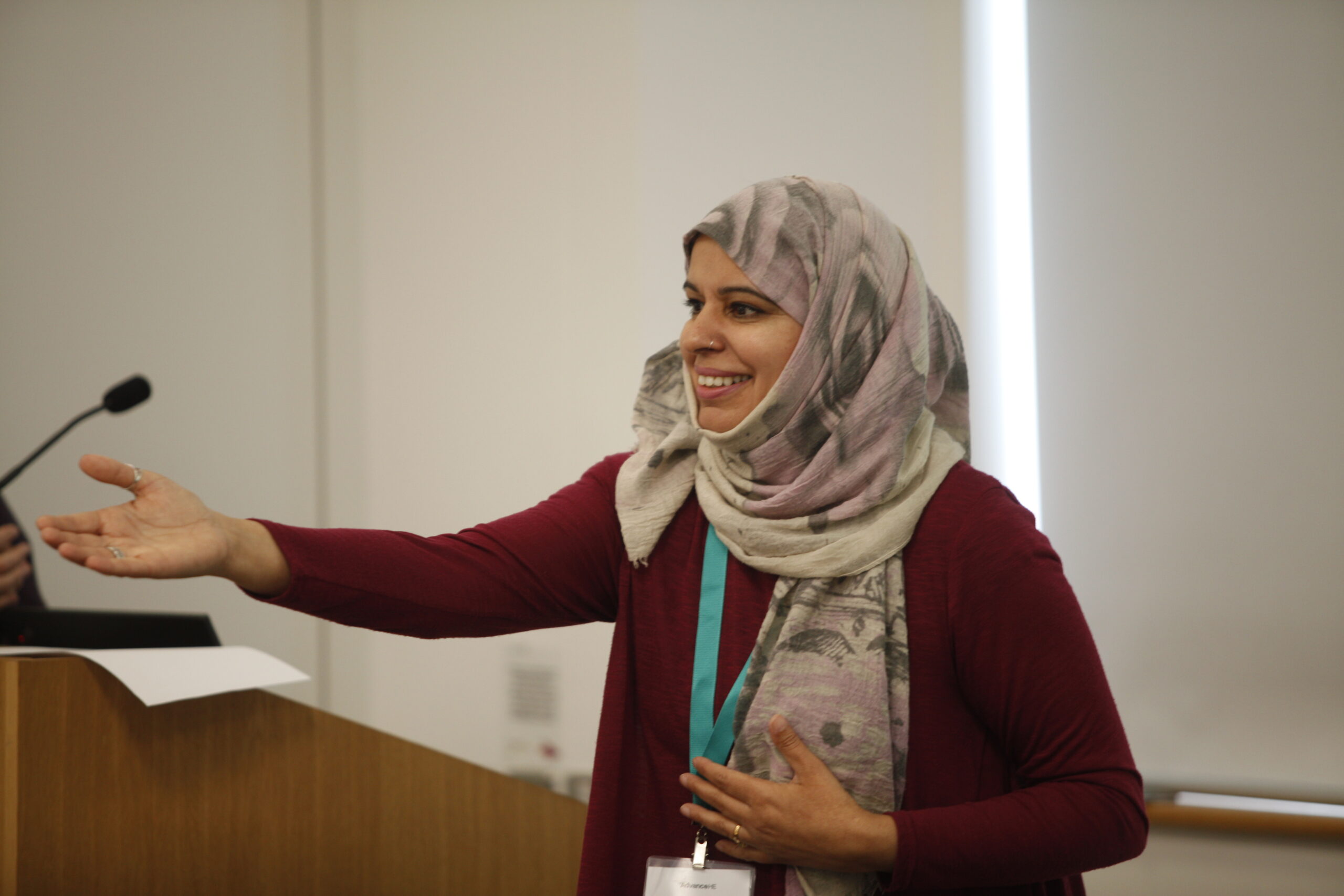 A woman giving a presentation