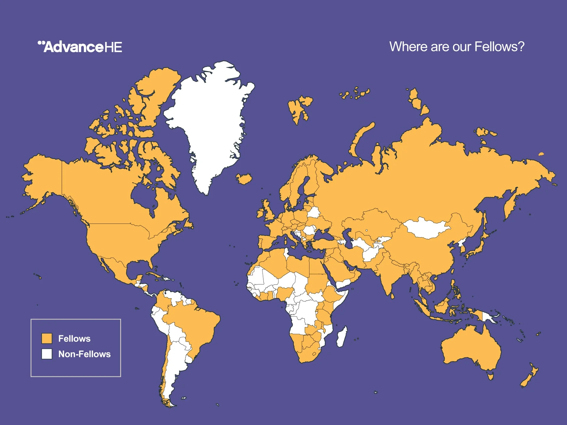 World map of where Fellows are