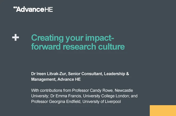 Cover of the Creating your impact forward research culture report